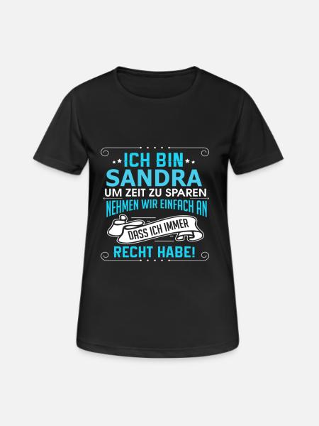 SANDRA - Frauen T-Shirt atmungsaktiv - Schwarz
