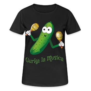 Gurka la Musica Viva la Musica Gurke mit Rasseln - Frauen T-Shirt atmungsaktiv - Schwarz - Vorne - AI Model Female 172 light (172cm)