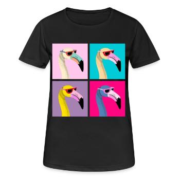 Pop Art Flamingo With Sunglasses - T-shirt respirant Femme - noir - Devant - AI Model Female 172 light (172cm)