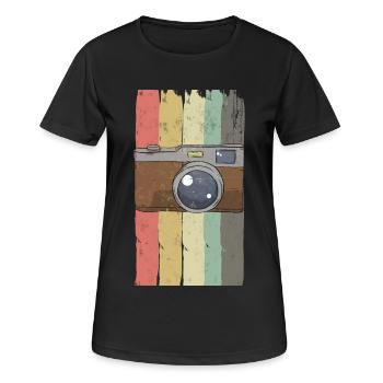 Kamera - Frauen T-Shirt atmungsaktiv - Schwarz - Vorne - AI Model Female 172 light (172cm)
