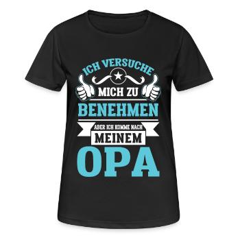 Benehmen aber ich komme nach meinem Opa - Frauen T-Shirt atmungsaktiv - Schwarz - Vorne - AI Model Female 172 light (172cm)