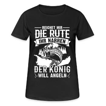 Reicht mir die Rute der König will angeln - Frauen T-Shirt atmungsaktiv - Schwarz - Vorne - AI Model Female 172 light (172cm)