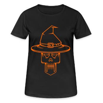 halloween Hat Skull - Frauen T-Shirt atmungsaktiv - Schwarz - Vorne - AI Model Female 172 light (172cm)