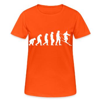 Ski Skifahren Ski Evolution Skifahrer Skibrille - Frauen T-Shirt atmungsaktiv - Neonorange - Vorne - AI Model Female 172 dark (172cm)