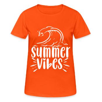 Vibes d'été surfant - T-shirt respirant Femme - orange néon - Devant - AI Model Female 172 dark (172cm)