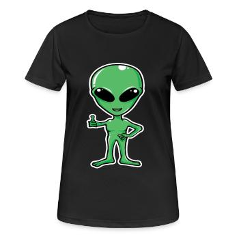 Ufo - Frauen T-Shirt atmungsaktiv - Schwarz - Vorne - AI Model Female 172 light (172cm)