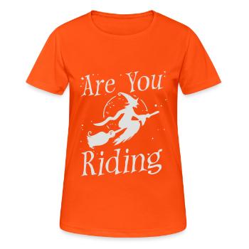 Hexe Hexenbesen Halloween Halloween Kostüm - Frauen T-Shirt atmungsaktiv - Neonorange - Vorne - AI Model Female 172 dark (172cm)