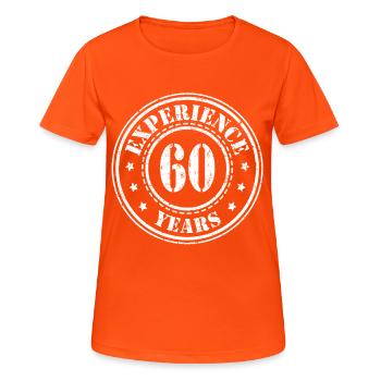 60 jahre Erfahrung - Frauen T-Shirt atmungsaktiv - Neonorange - Vorne - AI Model Female 172 dark (172cm)
