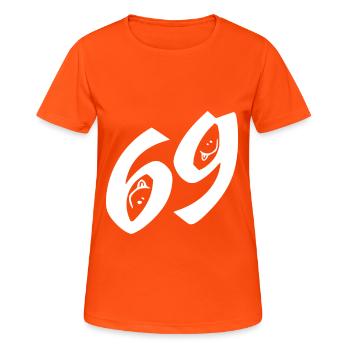 Sexe cadeaux de sexe dictons pervers 69 position - T-shirt respirant Femme - orange néon - Devant - AI Model Female 172 dark (172cm)