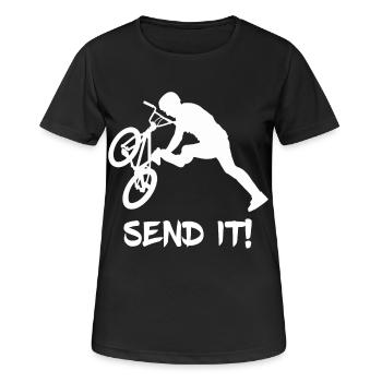 VTT saut Dirt Bike Tailwhip Biker Bikepark Mount - T-shirt respirant Femme - noir - Devant - AI Model Female 172 light (172cm)
