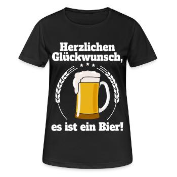 Bierbauch Schwangerschaft Vater Schwanger Bier - Frauen T-Shirt atmungsaktiv - Schwarz - Vorne - AI Model Female 172 light (172cm)