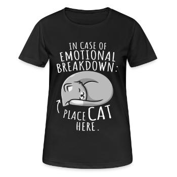 Katzen Bei Schlechter Laune Hier Katze Platzieren - Frauen T-Shirt atmungsaktiv - Schwarz - Vorne - AI Model Female 172 light (172cm)