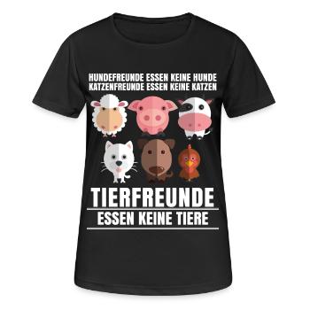 Tierfreunde essen keine - Frauen T-Shirt atmungsaktiv - Schwarz - Vorne - AI Model Female 172 light (172cm)