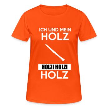 Holz Klarinette - Frauen T-Shirt atmungsaktiv - Neonorange - Vorne - AI Model Female 172 dark (172cm)
