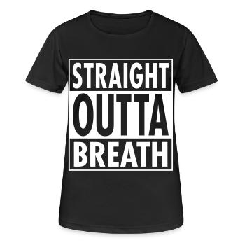 Straight Outta Breath - Frauen T-Shirt atmungsaktiv - Schwarz - Vorne - AI Model Female 172 light (172cm)