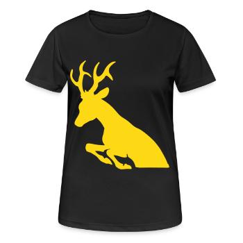 Rehbock - Frauen T-Shirt atmungsaktiv - Schwarz - Vorne - AI Model Female 172 light (172cm)