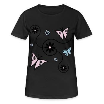 Schmetterling Frühling - Frauen T-Shirt atmungsaktiv - Schwarz - Vorne - AI Model Female 172 light (172cm)
