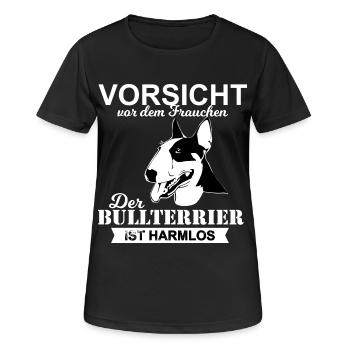 vorsicht vor dem frauchen Bullterrier - Frauen T-Shirt atmungsaktiv - Schwarz - Vorne - AI Model Female 172 light (172cm)