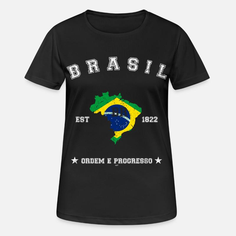Brasil vintage flag-map - Women's Breathable T-Shirt - black