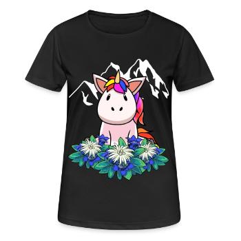 Licorne gentiane Edelweiss Alpes Suisse Autriche - T-shirt respirant Femme - noir - Devant - AI Model Female 172 light (172cm)