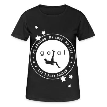 Let's play Soccer - Frauen T-Shirt atmungsaktiv - Schwarz - Vorne - AI Model Female 172 light (172cm)