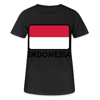Drapeau national de l Indonésie - T-shirt respirant Femme - noir - Devant - AI Model Female 172 light (172cm)