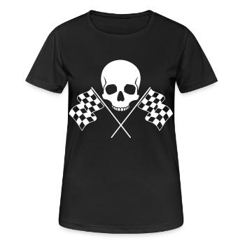 Skull Checkered Flags - Women's Breathable T-Shirt - black - Front - AI Model Female 172 light (172cm)