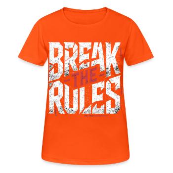 Brechen Sie die Regeln - Frauen T-Shirt atmungsaktiv - Neonorange - Vorne - AI Model Female 172 dark (172cm)