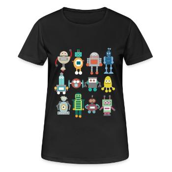 Roboter Retro - Frauen T-Shirt atmungsaktiv - Schwarz - Vorne - AI Model Female 172 light (172cm)