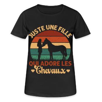 Juste Une Fille Qui Adore Les Chevaux Cadeau Rétro - T-shirt respirant Femme - noir - Devant - AI Model Female 172 light (172cm)