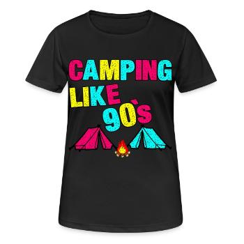 90s Camping - Women's Breathable T-Shirt - black - Front - AI Model Female 172 light (172cm)