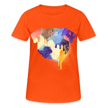 Colorful Pug - Frauen T-Shirt atmungsaktiv - Neonorange - Vorne - AI Model Female 172 dark (172cm)