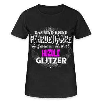 HUZULE - Glitzer - Frauen T-Shirt atmungsaktiv - Schwarz - Vorne - AI Model Female 172 light (172cm)