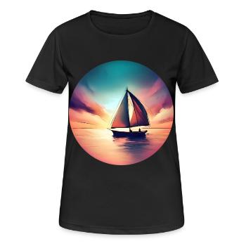 Segelboot segelt in den Sonnenuntergang Schöne - Frauen T-Shirt atmungsaktiv - Schwarz - Vorne - AI Model Female 172 light (172cm)