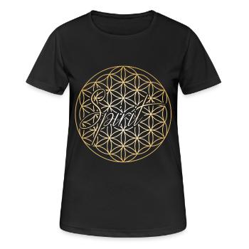 Spirit - Blume des Lebens - Frauen T-Shirt atmungsaktiv - Schwarz - Vorne - AI Model Female 172 light (172cm)