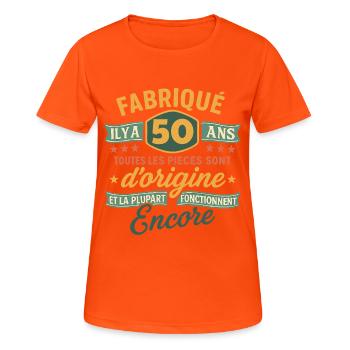 Fabriqu il y a 50 ans 50 ans Anniversaire - T-shirt respirant Femme - orange néon - Devant - AI Model Female 172 dark (172cm)
