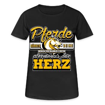 Pferde brechen niemals - Frauen T-Shirt atmungsaktiv - Schwarz - Vorne - AI Model Female 172 light (172cm)