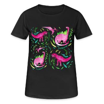 Rosa Dinosaurier für Mädchen Geschenk - Frauen T-Shirt atmungsaktiv - Schwarz - Vorne - AI Model Female 172 light (172cm)