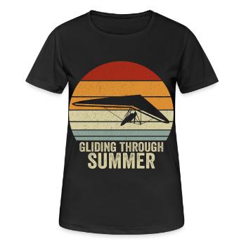Dragon volant à travers les deltaplanes vintage d’été - T-shirt respirant Femme - noir - Devant - AI Model Female 172 light (172cm)