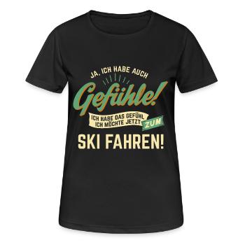 Gefuehle - ich moechte Sport - Ski! - RAHMENLOS - Frauen T-Shirt atmungsaktiv - Schwarz - Vorne - AI Model Female 172 light (172cm)