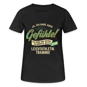 Gefuehle - ich moechte Sport - Leichtathletik! - - Frauen T-Shirt atmungsaktiv - Schwarz - Vorne - AI Model Female 172 light (172cm)