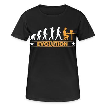 Computer Nerd Evolution - orange/weiss - T-shirt respirant Femme - noir - Devant - AI Model Female 172 light (172cm)