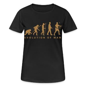 badminton_evolution_02__b_1c - Frauen T-Shirt atmungsaktiv - Schwarz - Vorne - AI Model Female 172 light (172cm)