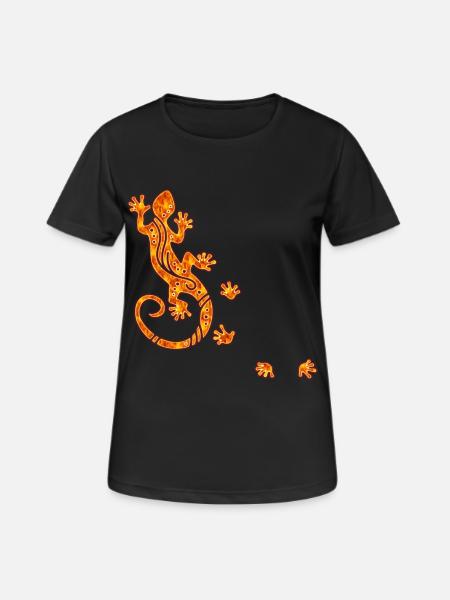 Running Gecko Fire - Women's Breathable T-Shirt - black