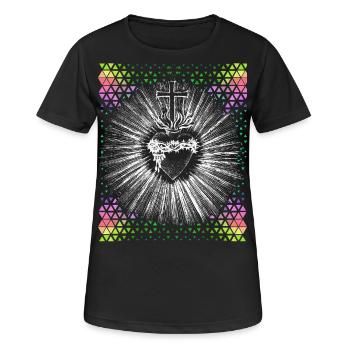 Chrétien, Jésus-Christ, Cœur qui saigne - T-shirt respirant Femme - noir - Devant - AI Model Female 172 light (172cm)