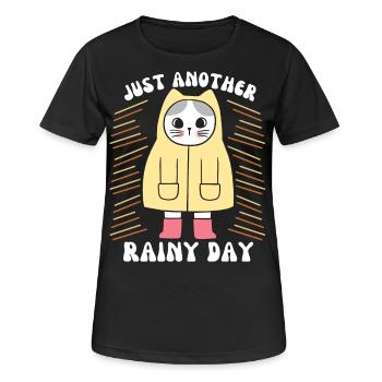 Chat avec imperméable et bottes en caoutchouc, disant - T-shirt respirant Femme - noir - Devant - AI Model Female 172 light (172cm)