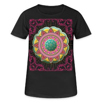 Arabesque, Mandala-Design, 3d-Mandala - Frauen T-Shirt atmungsaktiv - Schwarz - Vorne - AI Model Female 172 light (172cm)