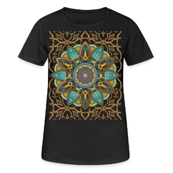Mandala-Design, 3d-Mandala, Vintage-Arabesque - Frauen T-Shirt atmungsaktiv - Schwarz - Vorne - AI Model Female 172 light (172cm)