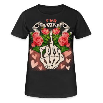 Drôle de main de squelette, majeur, amour vintage - T-shirt respirant Femme - noir - Devant - AI Model Female 172 light (172cm)