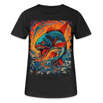 Poisson monstre - T-shirt respirant Femme - noir - Devant - AI Model Female 172 light (172cm)